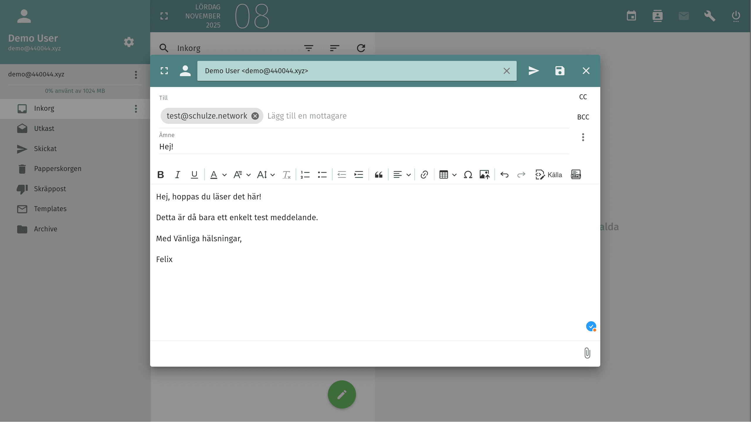 SOGo inkorg gränssnitt
